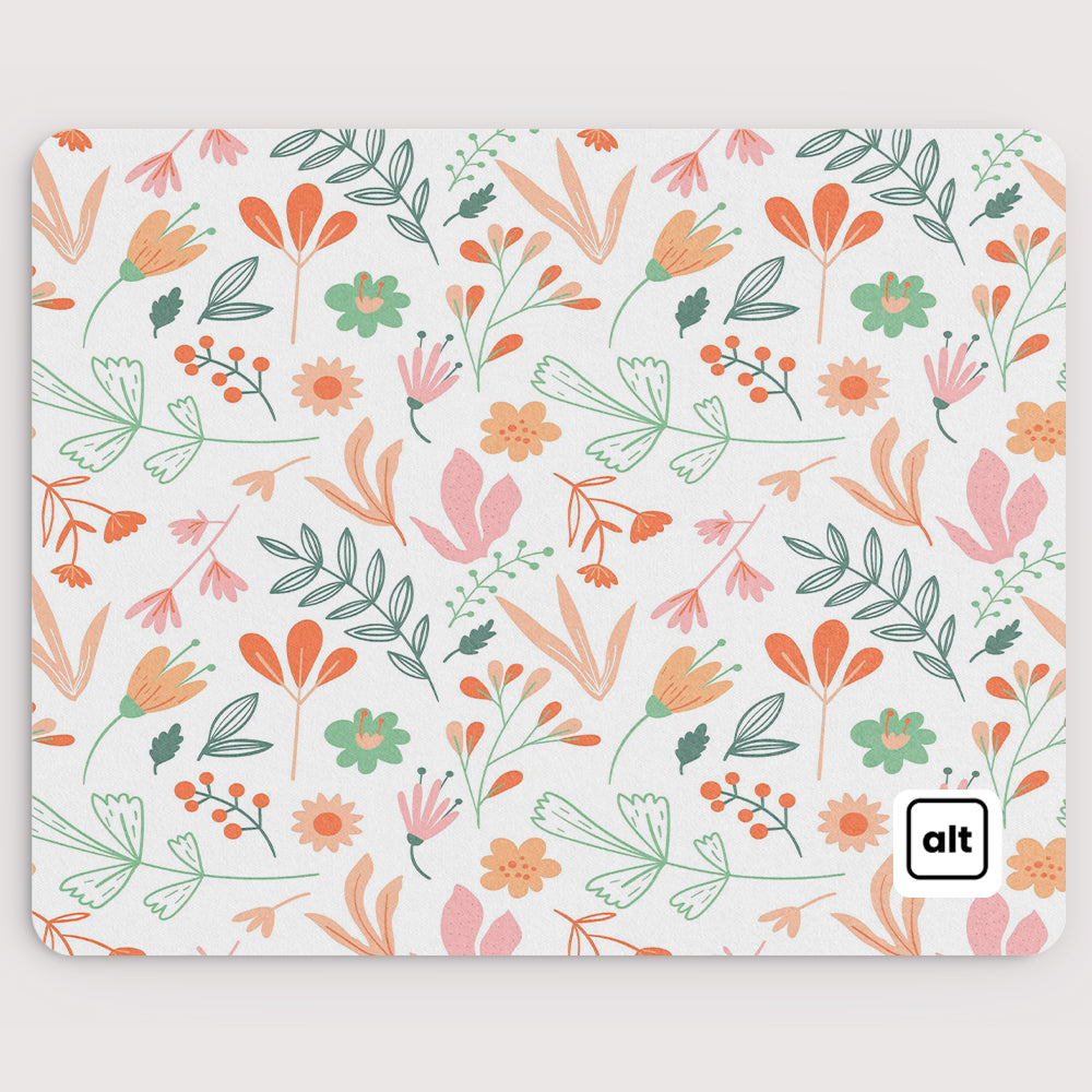 White Floral Mousepad