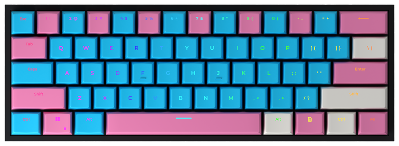 Cotton Candy 60% gaming keyboard, top-down view