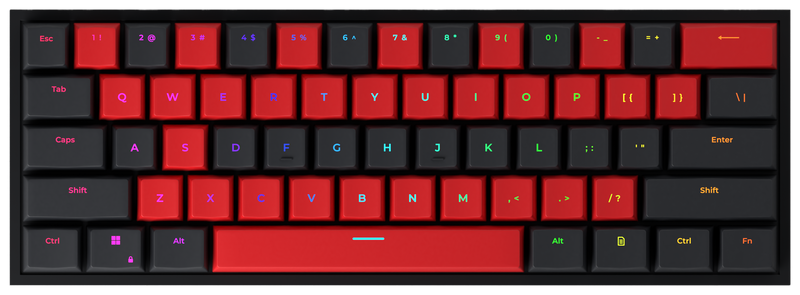 Heatwave 60% gaming keyboard, top-down view
