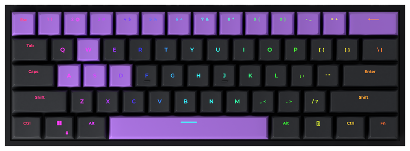 Ivy 60% gaming keyboard, top-down view
