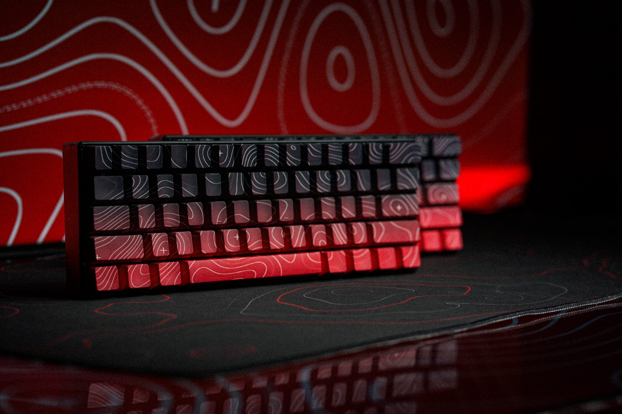 Red Fade Damascus T60 Pro Keyboard