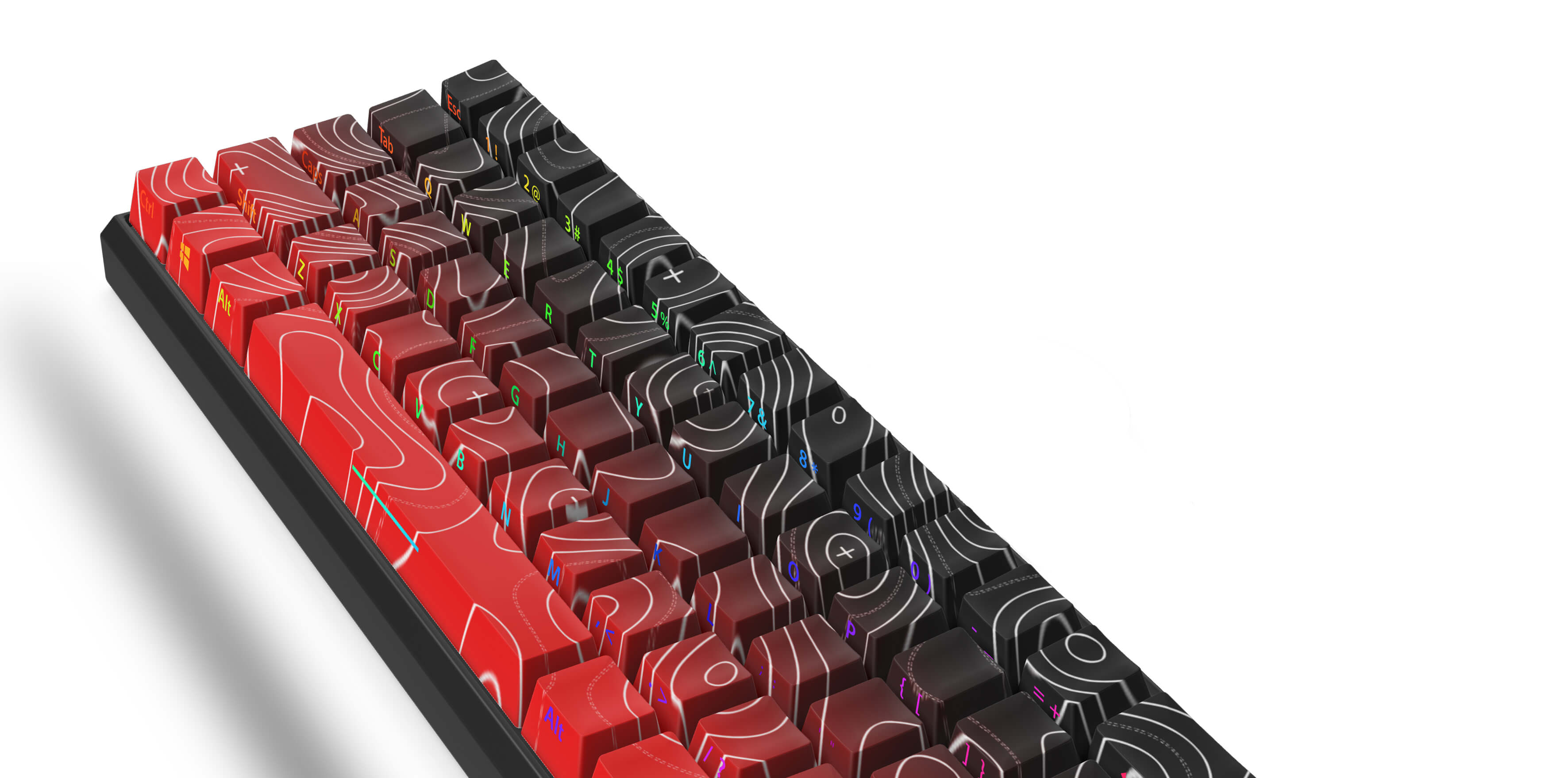 Red Fade Damascus T60 Pro Keyboard